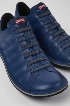 Beetle Blue Leather Shoes For Men