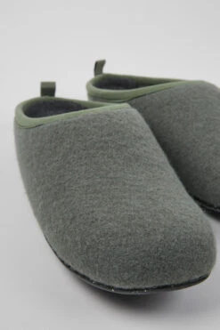 Wabi Green Wool Slippers For Men