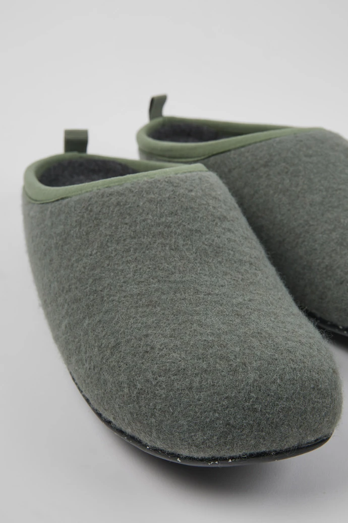 Wabi Green Wool Slippers For Men