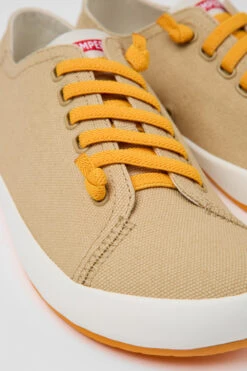 Peu Rambla Beige Textile Sneakers For Men