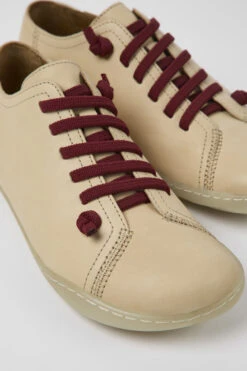 Peu Beige Leather Shoes For Women