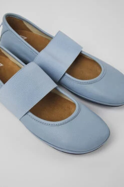 Right Blue Leather Ballerinas For Women