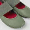 Right Green Leather Ballerinas For Women