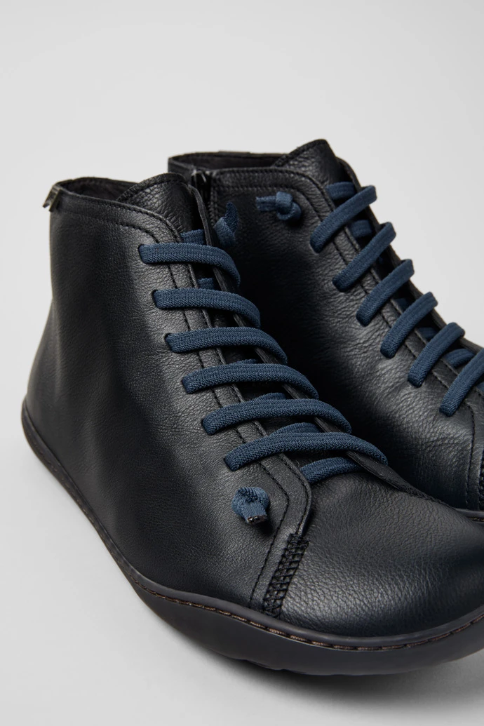 Peu Black Leather Ankle Boots For Men
