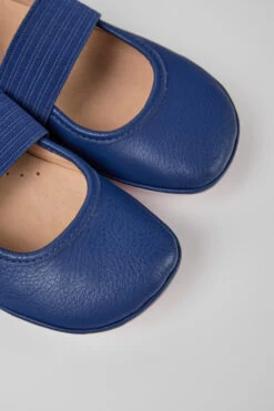 Right Blue Leather Ballerinas For Girls