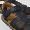 Bicho Dark Blue Leather Sandals For Kids