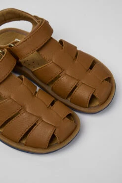 Bicho Brown Leather Sandals For Kids