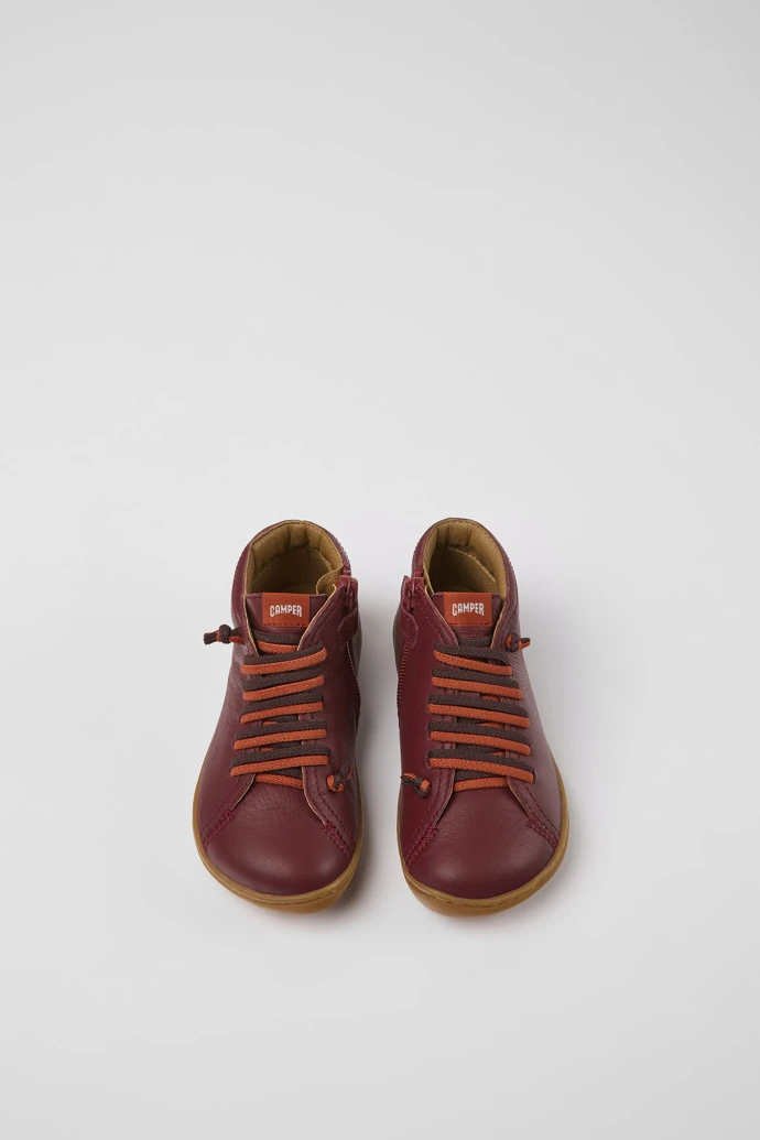 Peu Burgundy Leather Ankle Boots For Kids - Image 4
