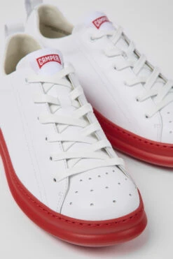 Runner White And Red Leather Sneakers For Men