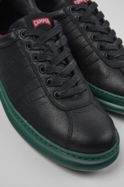 Runner Black Leather Sneakers For Men