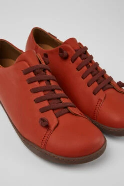 Peu Red Leather Shoes For Men