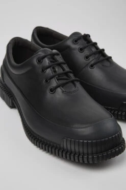 Pix Black Leather Lace-up Shoes