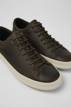 Chasis Green-gray Leather Shoes For Men