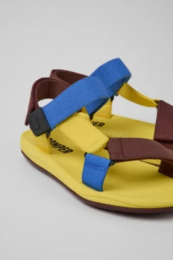Match Yellow, Blue, And Burgundy Sandals For Men
