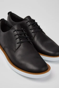 Wagon Black Leather Men's Shoes
