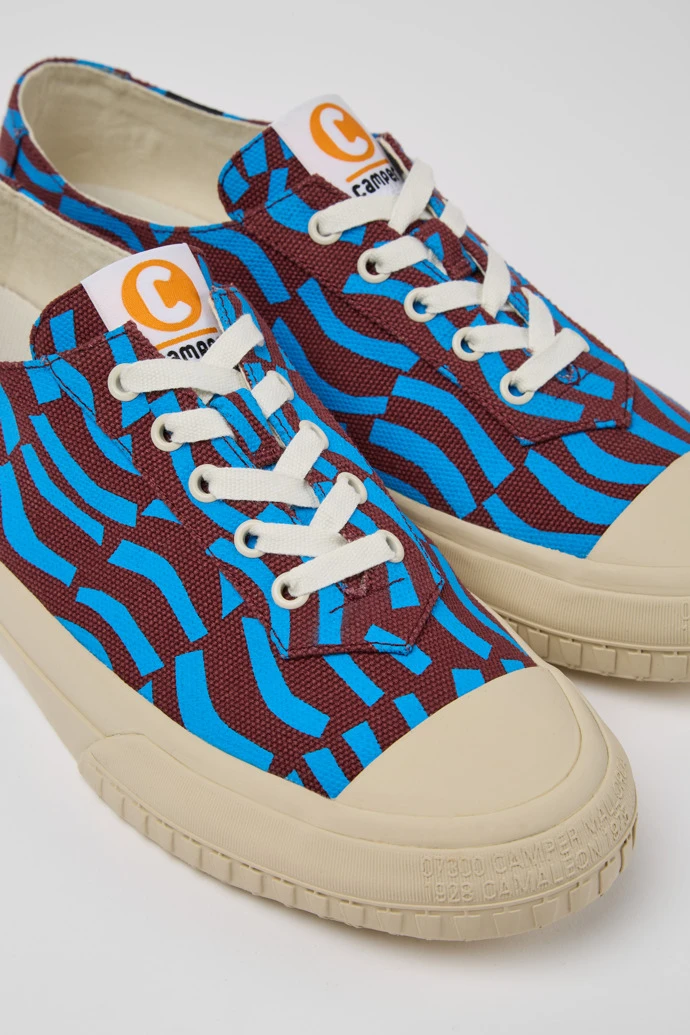 Camaleon Blue And Burgundy Recycled Cotton Sneakers For Men