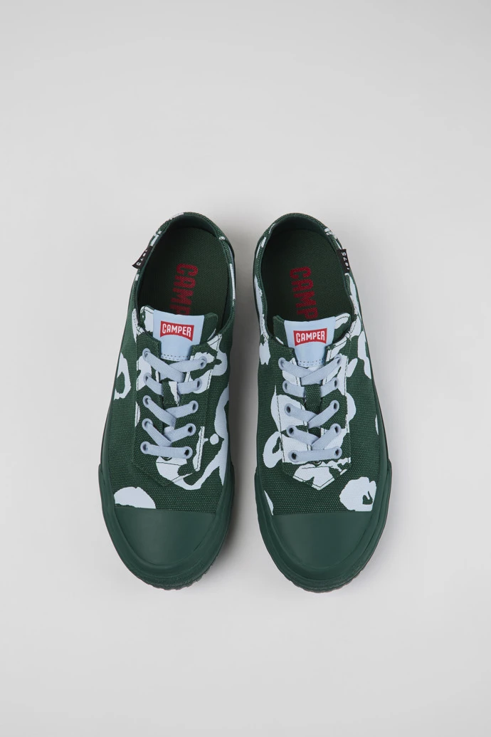 Camaleon Green And Blue Recycled Cotton Sneakers For Men - Image 4
