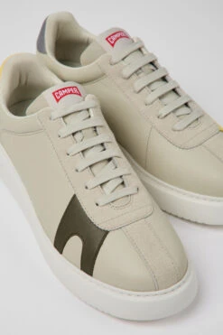 Twins Gray Leather And Nubuck Sneakers For Men
