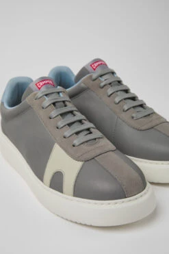 Runner K21 Gray Leather And Nubuck Sneakers For Men