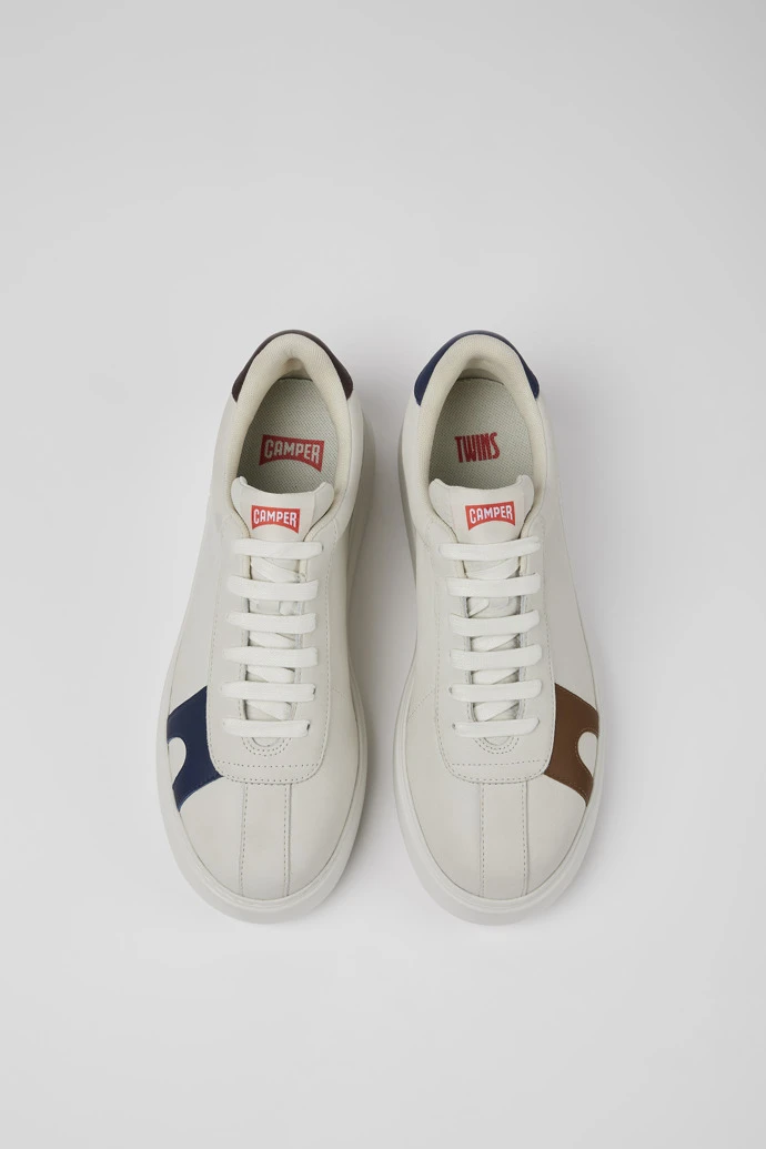 Twins White Non-dyed Leather Sneakers For Men - Image 4