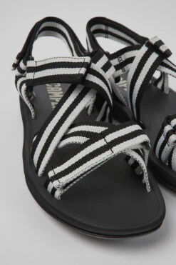 Match Black And White Textile Sandals For Men