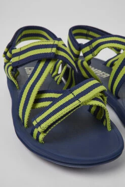 Match Blue And Yellow Textile Sandals For Men