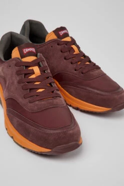 Drift Burgundy And Orange Textile Sneakers For Men