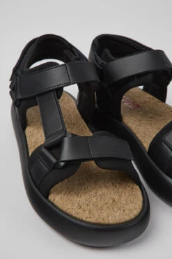 Pelotas Flota Black Leather And Textile Sandals For Men