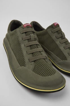 Beetle Green Textile And Nubuck Shoes For Men