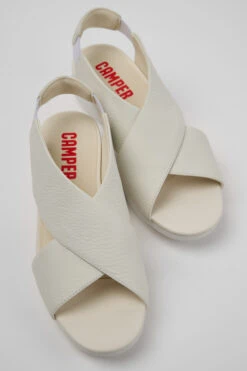 Balloon White Leather Sandals For Women