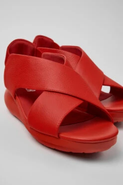 Balloon Red Leather Sandals For Women