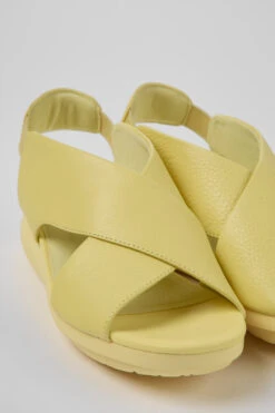 Balloon Yellow Leather Sandals For Women