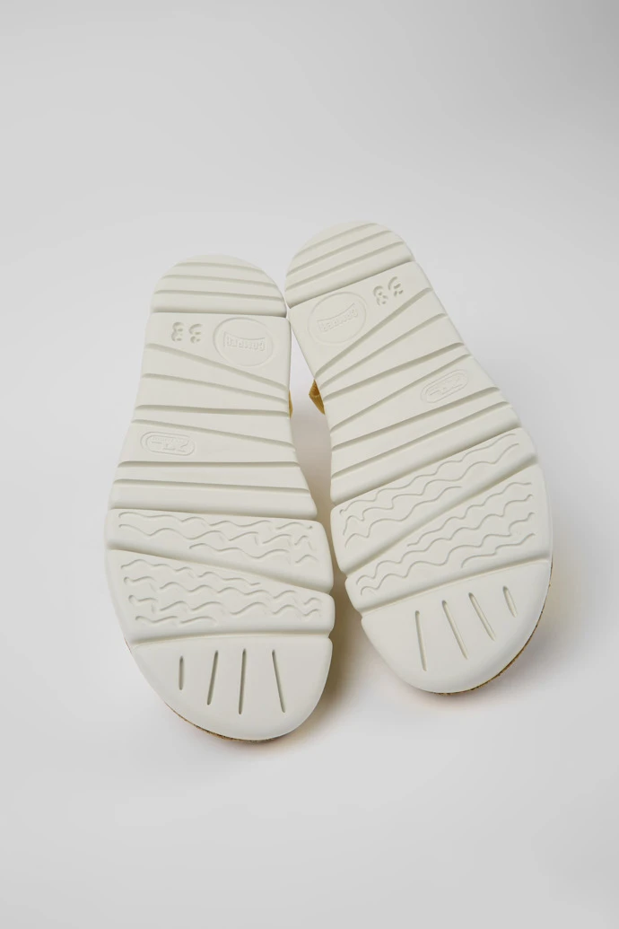 Twins White And Yellow Leather And Textile Sandals For Women - Image 5