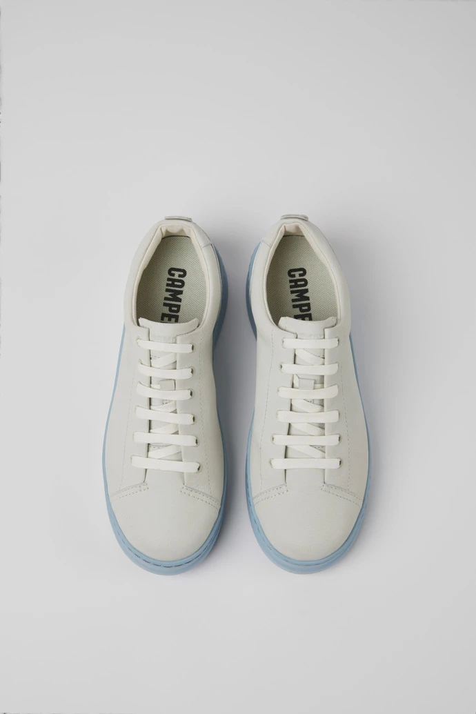 Runner Up White And Blue Non-dyed Leather Sneakers For Women - Image 4