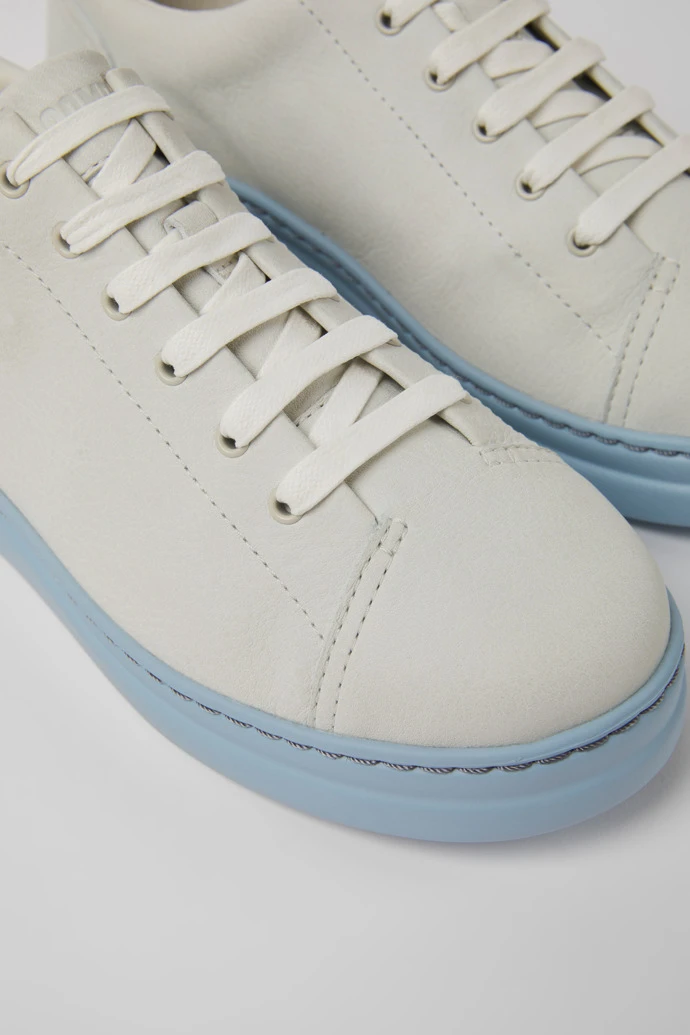 Runner Up White And Blue Non-dyed Leather Sneakers For Women