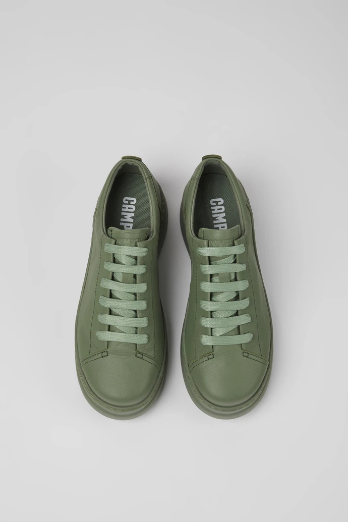 Runner Up Green Leather Sneakers For Women - Image 3