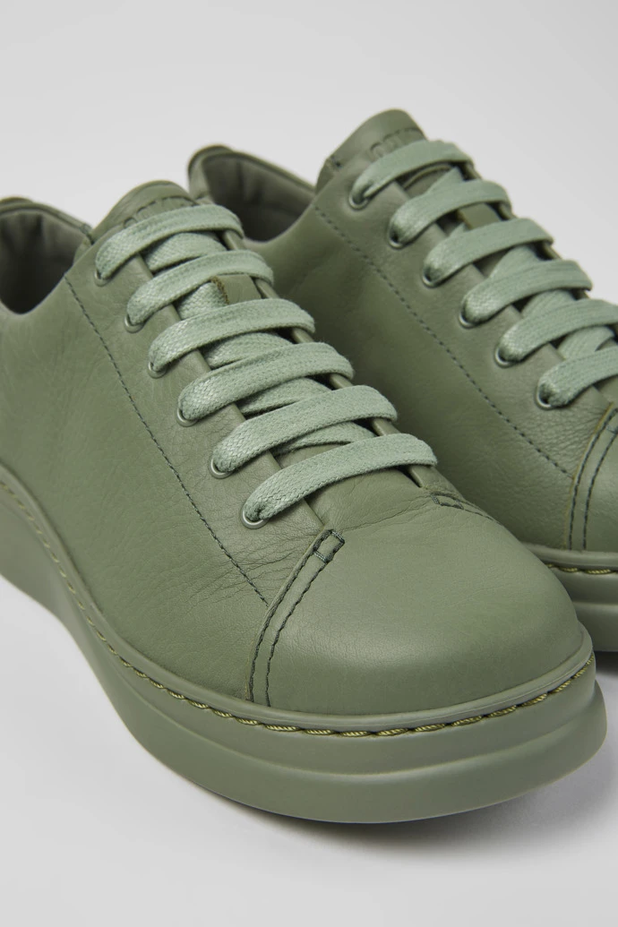 Runner Up Green Leather Sneakers For Women - Image 4