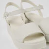 Misia White Leather Sandals For Women
