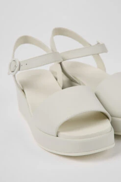 Misia White Leather Sandals For Women