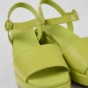 Misia Green Leather Sandals For Women