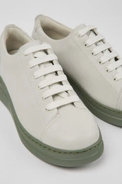 Runner Up White Non-dyed Leather Sneakers For Women