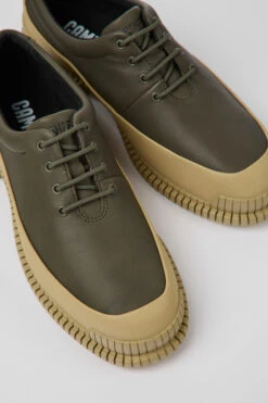 Pix Green And Beige Leather Shoes For Women