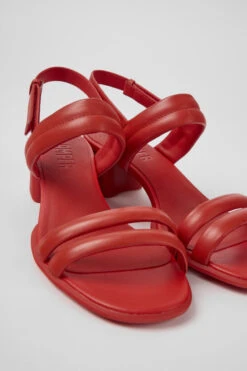 Katie Red Leather Sandals For Women