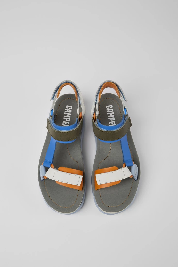 Oruga Up Blue, Orange, And White Leather Sandals For Women - Image 4