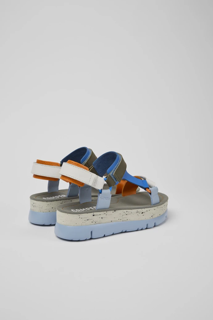 Oruga Up Blue, Orange, And White Leather Sandals For Women - Image 3