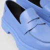 Walden Blue Leather Loafers For Women