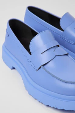Walden Blue Leather Loafers For Women