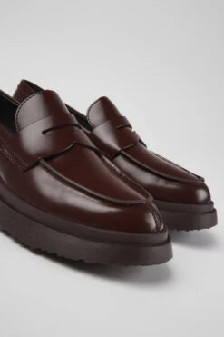 Walden Burgundy Leather Loafers For Women