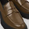 Walden Brown Leather Loafers For Women