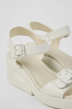 Kaah White Leather Sandals For Women
